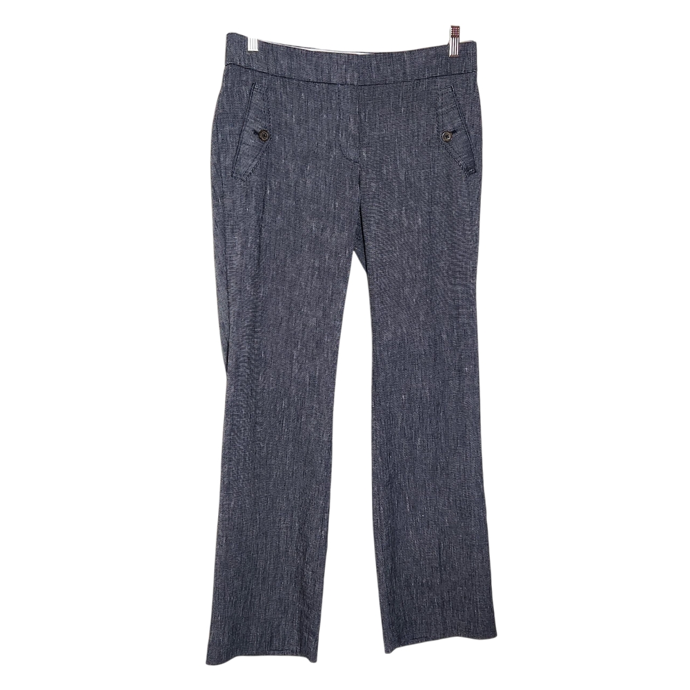 Loft Marisa Linen Blend Dress Pants Size 6 Loft Navy Flare Leg Trousers
